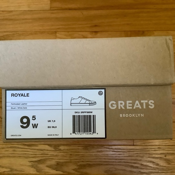 GREATS The Royale Perforated Leather Sneaker Blush SZ 9.5 - Picture 16 of 16